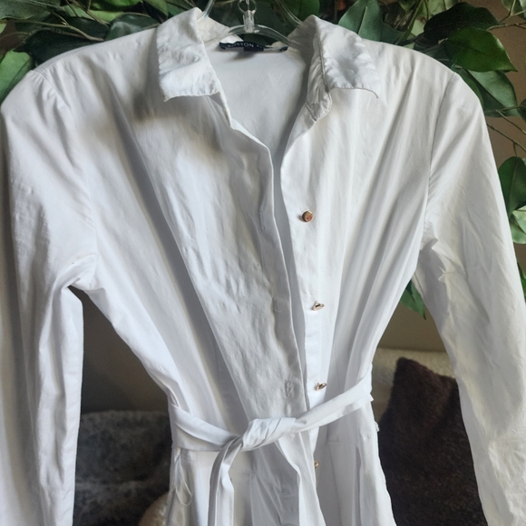 A LINE DRESS SUBTLE PLEATS POCKETS SIZE 2 BOSTON PROPER WHITE c - Picture 10 of 12